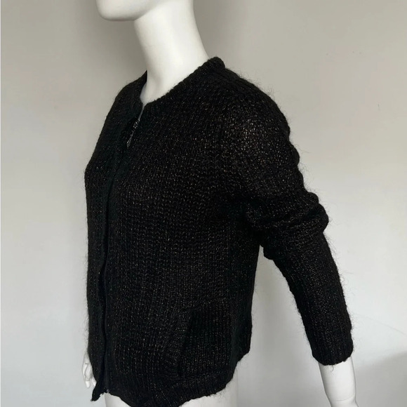 Anthropologie Silvian Heach Women’s Size M Black Wool Blend Cardigan Sweater - Picture 3 of 11
